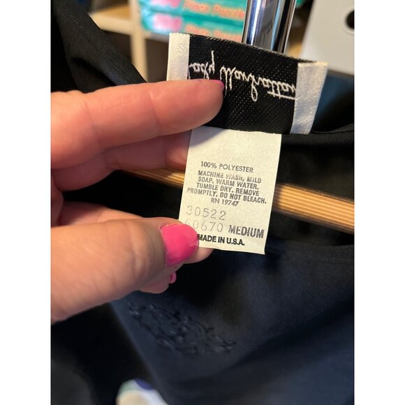 Lady Manhattan Black Blouse With Embroidered Detail Short Sleeves Sz M - Picture 6 of 8